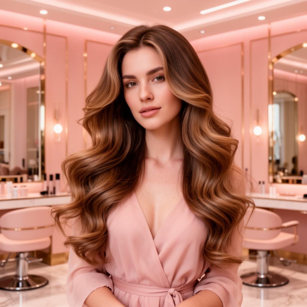 Mulher elegante em salão de beleza moderno